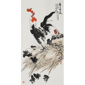 墨豪国画花鸟报午司晨字画之家