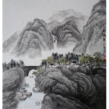 苏平贵国画山水山乡积翠字画之家