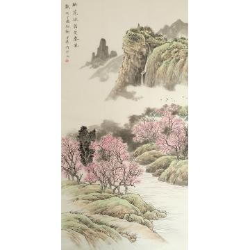 张月奇国画山水桃花依旧笑春风字画之家