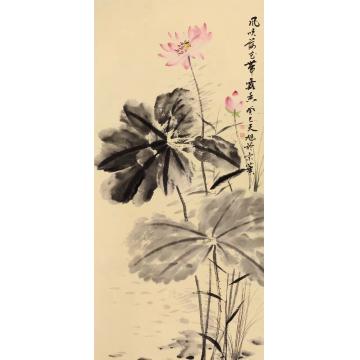 李天旭国画花鸟风吹荷花带露香字画之家