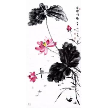 李天旭国画花鸟荷塘情趣字画之家