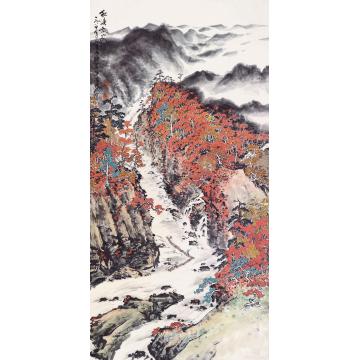 关山月国画山水秋溪放伐字画之家