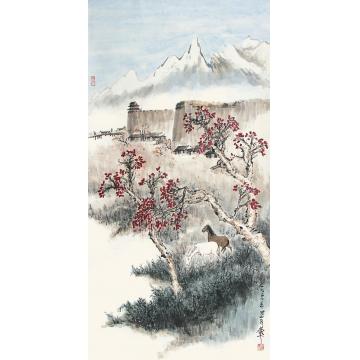 关山月国画动物边城双骏图字画之家