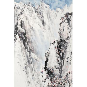 关山月国画山水雪峰图字画之家
