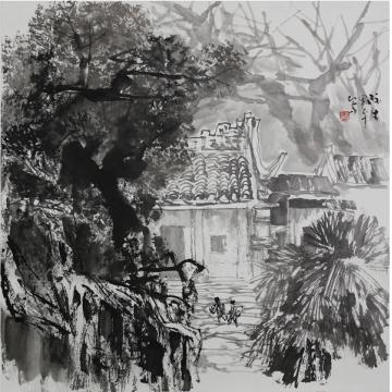 张际才油画风景古蓬村印象字画之家