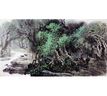 张际才油画风景鹿鸣幽谷字画之家