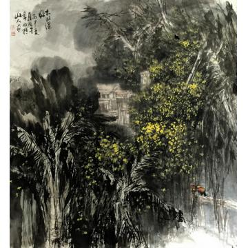 张际才油画风景樵山人家字画之家