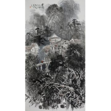 张际才油画风景山居图字画之家