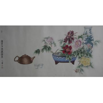 罗大华油画静物富贵花开满室香字画之家