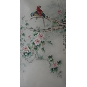 罗大华国画花鸟唯待秋来艳字画之家