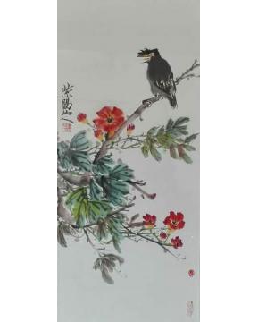 江本纯国画花鸟鸣春字画之家