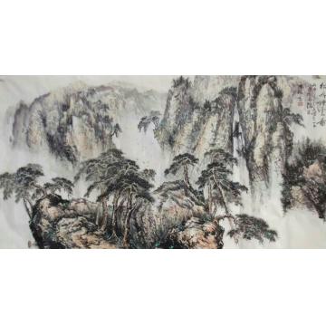 张福臣国画山水松岭烟云图字画之家