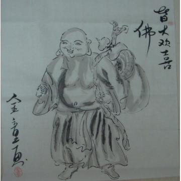 孙建立国画人物弥勒佛字画之家