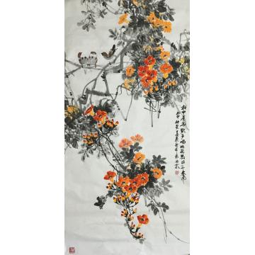 姜愿秋国画花鸟林中雀鸟欢声唱字画之家