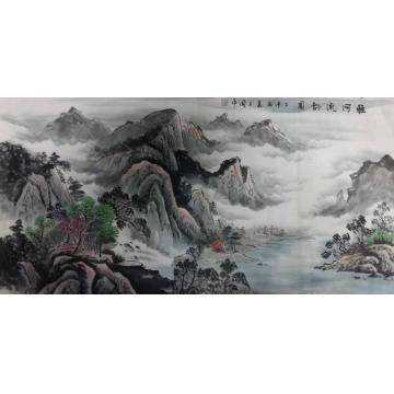 夏文周国画山水雅河流韵图字画之家