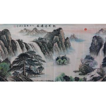 夏文周国画山水桃花春暖图字画之家