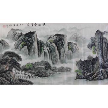 夏文周国画山水溪山叠翠图字画之家