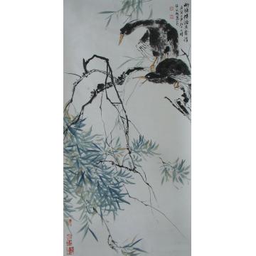 萧艺国画花鸟柳塘传语共舞情字画之家
