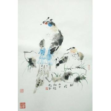 李朝胜国画动物相伴字画之家
