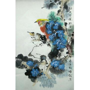 李朝胜国画花鸟锦上有运 指墨记祥字画之家