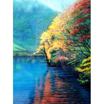 廖贵兴油画风景九寨沟风光二字画之家