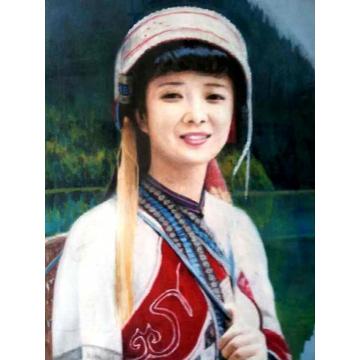 廖贵兴国画人物农家采花女字画之家