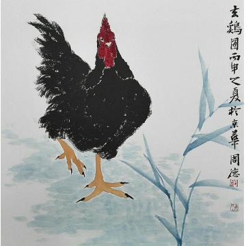 周德国画花鸟玄鸡图字画之家