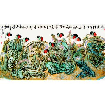 孙光国画人物同乐图字画之家