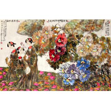 孙光国画人物春意盎然图字画之家