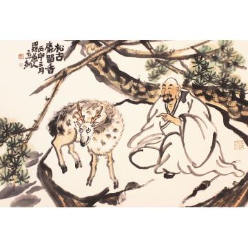 罗立纲国画人物松古麝留香字画之家