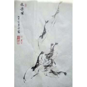 李建亭国画花鸟虾乐图字画之家