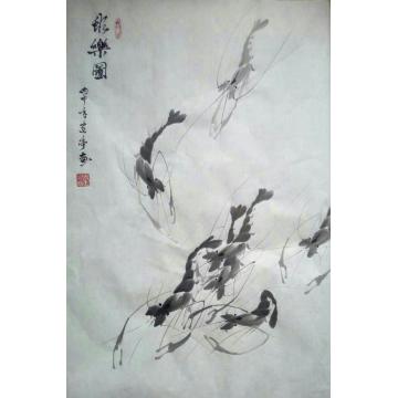 李建亭国画花鸟虾乐图字画之家
