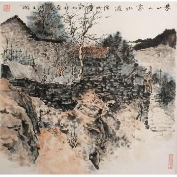 李绵松油画风景蒙山人家记游字画之家