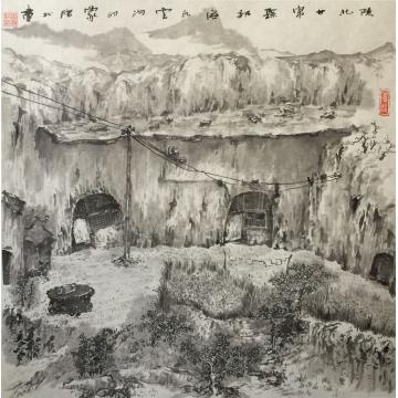 李绵松油画风景陕北甘泉县郊区瓦窑沟印象字画之家