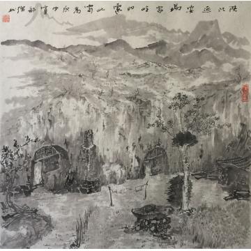 李绵松油画风景陕北延安杨家岭印象字画之家