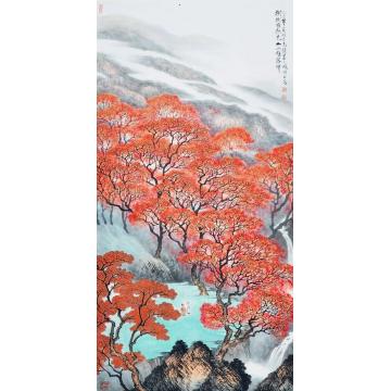 马骏国画山水树树皆秋色 山山唯落晖字画之家
