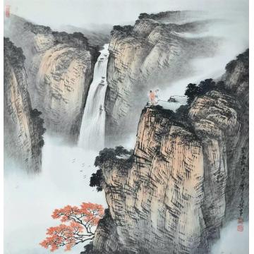 马骏国画山水登高观瀑字画之家