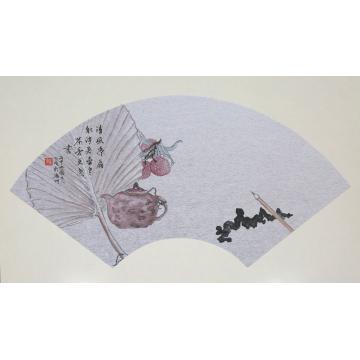 尤思成油画静物清风凉扇  壶老茶香字画之家