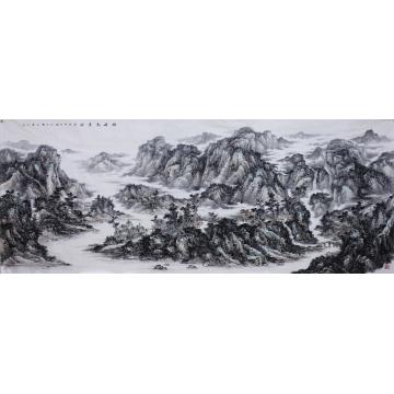 王四贝国画山水群峰竞秀图字画之家