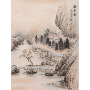 戈加军国画山水听泉图字画之家