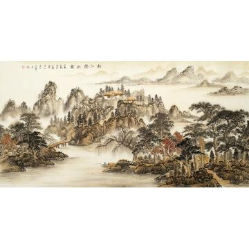 戈加军国画山水秋江隐钓图字画之家