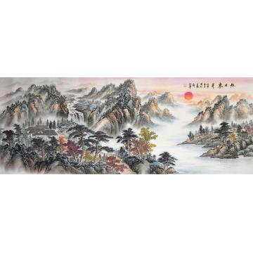 戈加军国画山水旭日东升字画之家