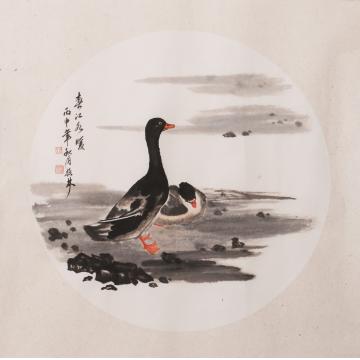 何振林国画花鸟双鸭图字画之家