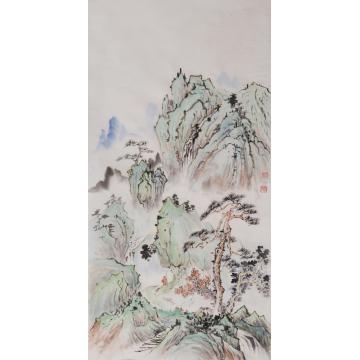 李家明国画山水策杖访友字画之家