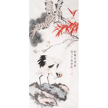 朱德强国画花鸟松鹤长寿图字画之家