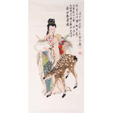朱德强国画人物麻姑献寿图字画之家