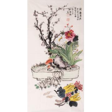 朱德强国画花鸟岁朝清供字画之家