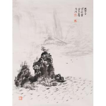 黄国锋国画山水渔乡春望字画之家