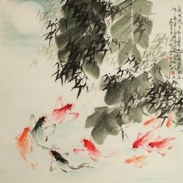 杨德利国画花鸟蕉林游鱼字画之家