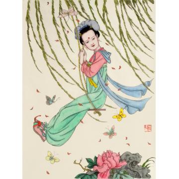 施瑞康国画人物春天伊人字画之家